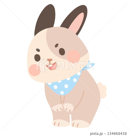 Cartoon Rabbit Bowing to Say Thank You 134668438