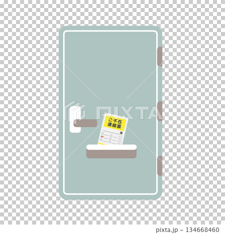 玄関ドアと不在票　イラスト 134668460