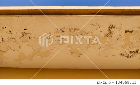 architectural overhang decay from moisture and stress cracks 134669513