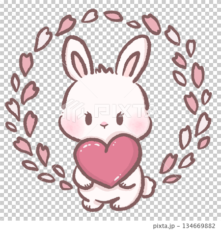 Sweet Sakura Bunny Holding Heart Surrounded By Cherry Blossom Petals Cute Pastel Rabbit Illustration Kawaii Spring Clipart For Valentines Sweet Sakura Bunny Holding Heart Surrounded By Cherry Blossom Petals Cute Pastel Rabbit Illustration Kawaii Spring Clipart For Valentines 134669882