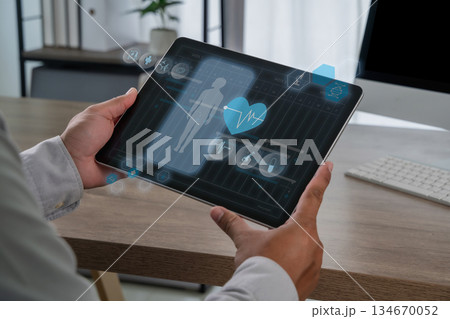 health monitoring man Using Technology innovation Application for Personal Wellbeing innovation health chart analysis report and check health health monitoring man Using Technology innovation Application for Personal Wellbeing innovation health chart analysis report and check health 134670052