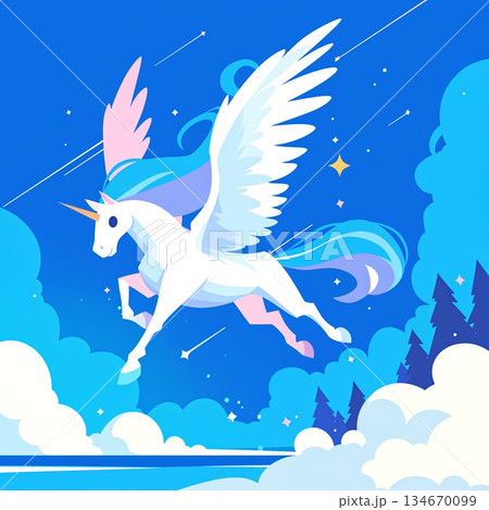 雲の上を飛ぶペガサス 134670099