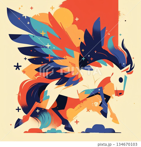 夜空を飛ぶペガサス 134670103