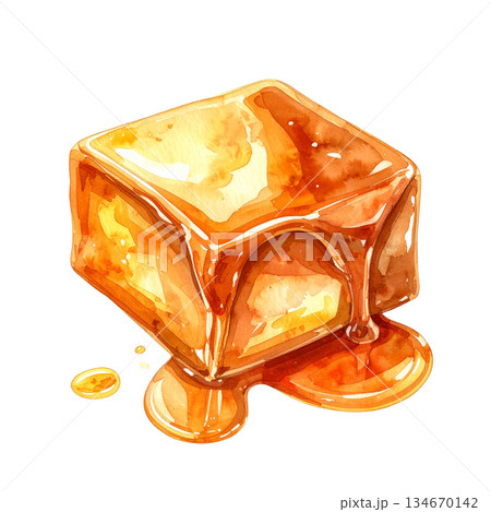 溶けたキャラメルの水彩イラスト 134670142