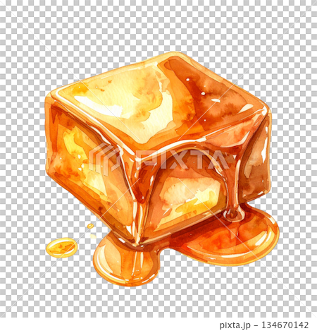 溶けたキャラメルの水彩イラスト 134670142
