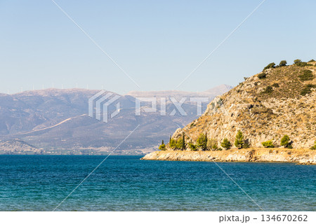 Greek sea coastline, seascape 134670262
