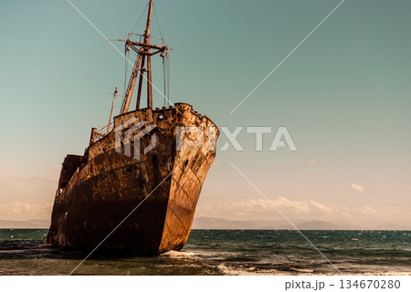 The famous shipwreck near Gythio Greece 134670280
