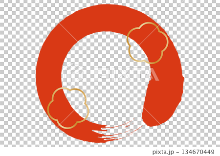 Round circle frame illustration written with red brush Round circle frame illustration written with red brush 134670449