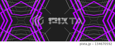 Modern sports banner design with diagonal purple and gray lines. Abstract violet sports background. 134670592