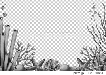 Black and white marine frame graphic 134670881