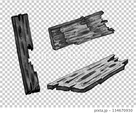 Black and white broken wood set graphic 134670930