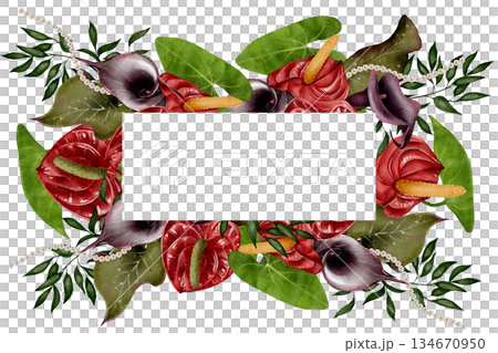 ropical anthurium and calla lily floral frame illustration ropical anthurium and calla lily floral frame illustration 134670950