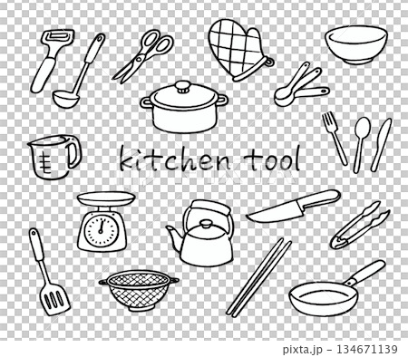 Kitchen tools handwritten Kitchen tools handwritten 134671139