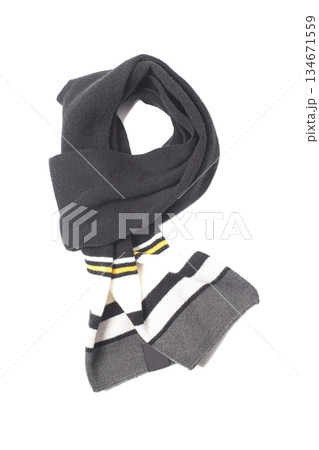 Scarf tied in knot isolated on white background 134671559