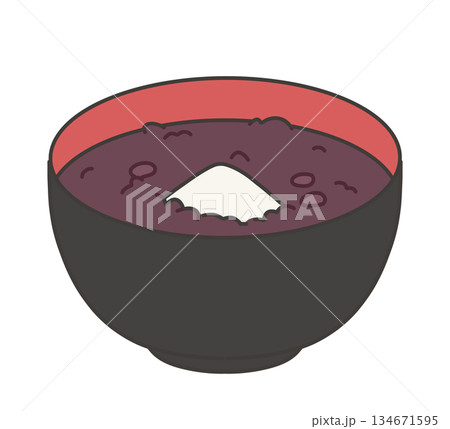 お椀に入ったおしるこのイラスト 134671595