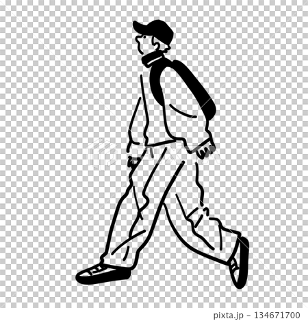 Walking man line drawing vector 134671700