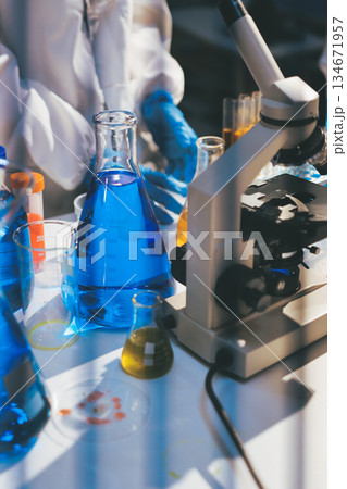 Researchers working in the clinical laboratory Researchers working in the clinical laboratory 134671957