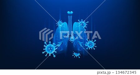 Medical Technology Lung Scan Visualization, Virus and Dust Particles Entering Human Lungs, Respiratory Disease Analysis, Air Pollution Impact, Healthcare Diagnostic, Infection Detection, Illustration Medical Technology Lung Scan Visualization, Virus and Dust Particles Entering Human Lungs, Respiratory Disease Analysis, Air Pollution Impact, Healthcare Diagnostic, Infection Detection, Illustration 134672345