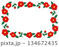 椿 手描きイラスト ベクター フレーム 134672435