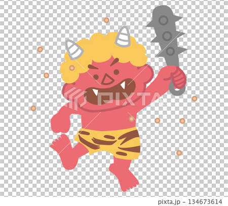 Illustration of red demon and beans Illustration of red demon and beans 134673614