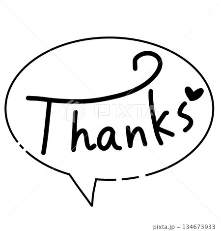 「Thanks」メッセージ付き吹き出しアイコン 134673933