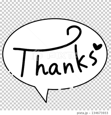 「Thanks」メッセージ付き吹き出しアイコン 134673933