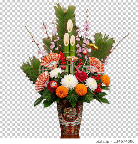 和の趣あふれるお正月花 134674006