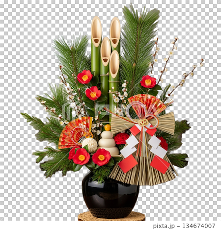 和の趣あふれるお正月花 134674007