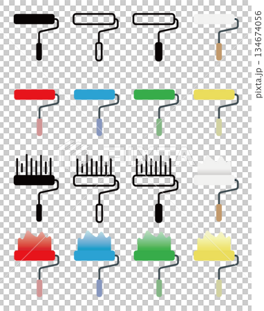 Roller paint icon set Roller paint icon set 134674056
