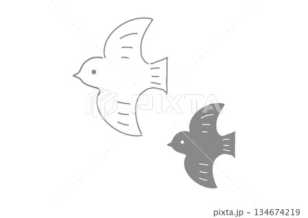 シンプルな線画デザインの鳥のイラストアイコン　ベクター 134674219