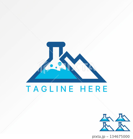 Test tube reaction chemical and mountain spring peak experiment research tool logo design graphic concept creative premium vector stock image top sell 134675000