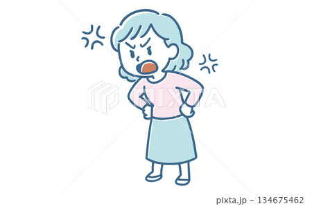 怒っている女性のイラスト 134675462