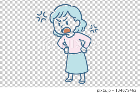 怒っている女性のイラスト 134675462