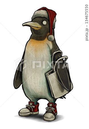 ペンギン　クリスマス　イラスト　素材 134675550