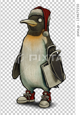 ペンギン　クリスマス　イラスト　素材 134675550