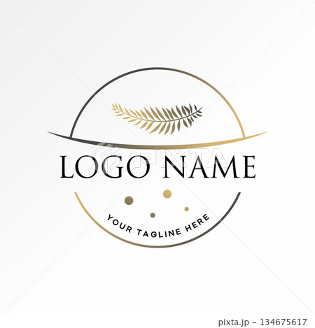Line circle emblem an palm leaves panorama garden hotel decor beach tropical logo design graphic concept creative premium vector stock image top sell Line circle emblem an palm leaves panorama garden hotel decor beach tropical logo design graphic concept creative premium vector stock image top sell 134675617