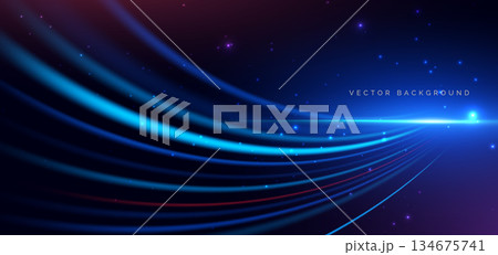 Abstract blue curve lines technology on dark blue backgroung. Abstract blue curve lines technology on dark blue backgroung. 134675741