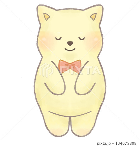感謝・謝罪・お礼で使えるお辞儀ポーズ　かわいいネコのイラスト素材 134675809