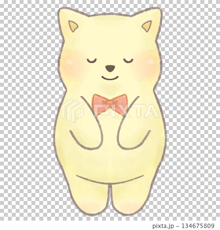 感謝・謝罪・お礼で使えるお辞儀ポーズ　かわいいネコのイラスト素材 134675809