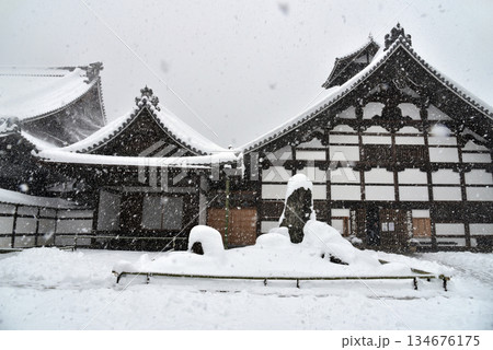 雪降る天龍寺 134676175