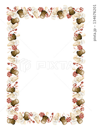 Cute ice cream candy cane sweets rectangular Frame. Watercolor hand drawn illustration isolated on white background for baby nursery kids design holiday Christmas design card invitation template label 134676201