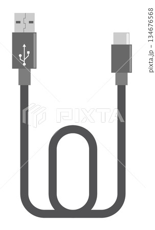 データの転送や充電用のUSBケーブルのイラスト 134676568