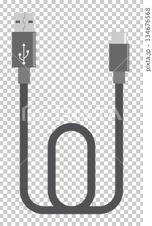 データの転送や充電用のUSBケーブルのイラスト 134676568