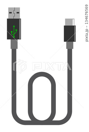 データの転送や充電用のUSBケーブルのイラスト 134676569