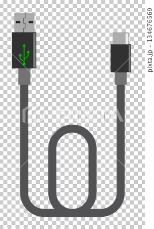 データの転送や充電用のUSBケーブルのイラスト 134676569