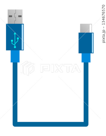 データの転送や充電用のUSBケーブルのイラスト 134676570