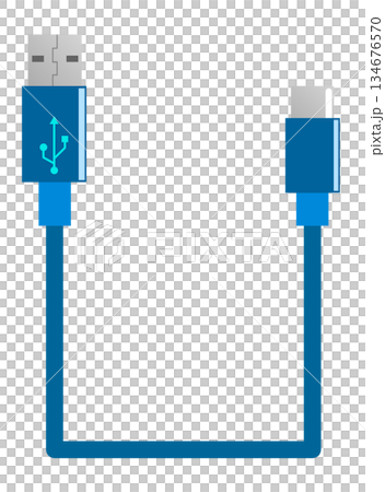 データの転送や充電用のUSBケーブルのイラスト 134676570