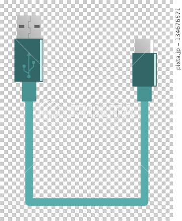 データの転送や充電用のUSBケーブルのイラスト 134676571