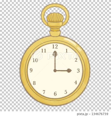 Simple gold pocket watch illustration 134676739