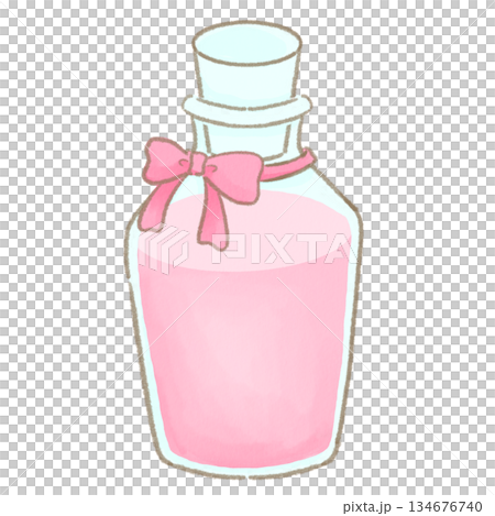 A cute glass bottle with a ribbon 134676740